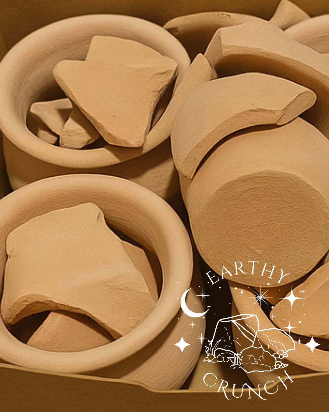 Indian Terracotta Mini Matki Clay Pots (250g) - 4xWhole and Broken Chips- Edible clay pots for Pica
