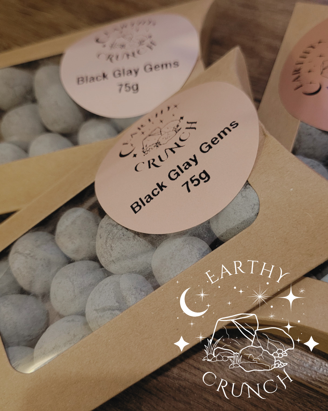 Black Clay Gems (75g) - Edible clay treats for Pica