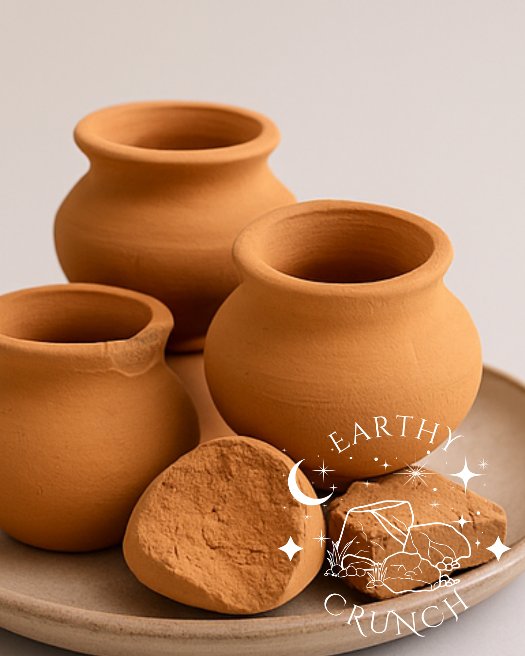 Indian Terracotta Mini Matki Clay Pots (250g) - 4xWhole and Broken Chips- Edible clay pots for Pica