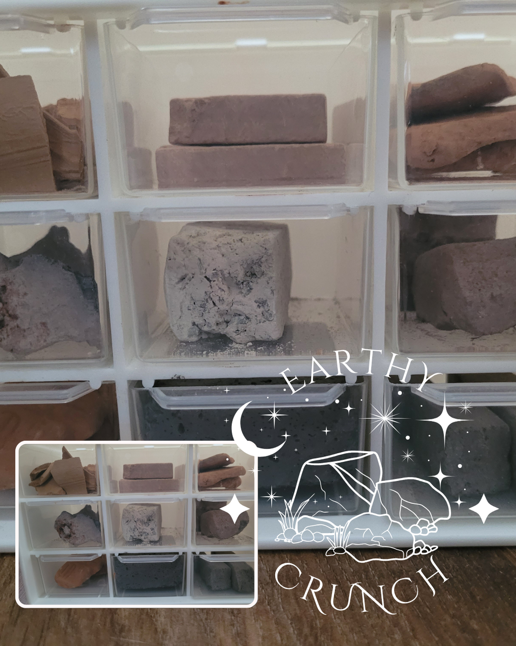 XL Clay Experience Drawer Set (850g) - 9 Samples and Stash Box included - Edible clay treats for Pica