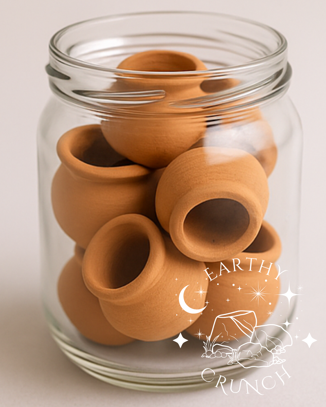 Indian Terracotta Mini Matki Clay Pots (250g) - 4xWhole and Broken Chips- Edible clay pots for Pica