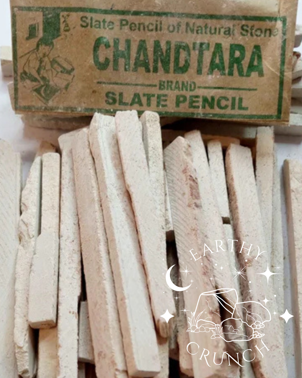 Crayons d'ardoise épais blancs/mixtes (Grandes marques indiennes ! dont Chandtara, Metro Gold, Swastik, Sundeep Premium) - Pierre de schiste comestible pour le Pica/Géophagie