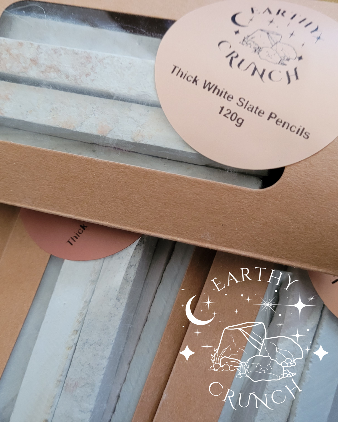 Thick White Slate Pencils (125g) - Edible shale stone for Pica