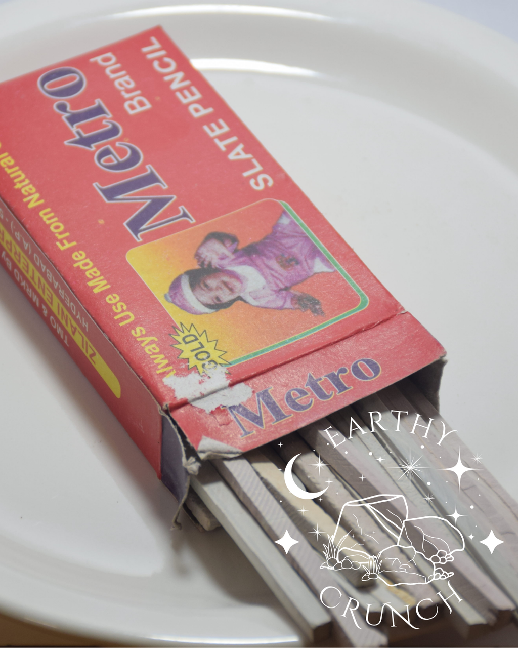 Crayons d'ardoise épais blancs/mixtes (Grandes marques indiennes ! dont Chandtara, Metro Gold, Swastik, Sundeep Premium) - Pierre de schiste comestible pour le Pica/Géophagie